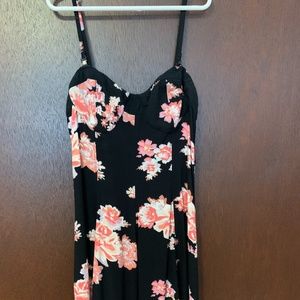 American Eagle Size XS Black Floral Tank Dress